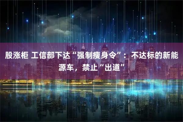股涨柜 工信部下达“强制瘦身令”：不达标的新能源车，禁止“出道”